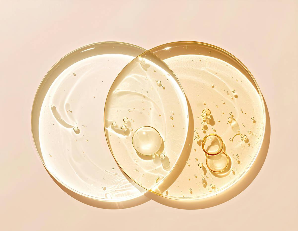 Infographic comparing molecular composition of true treatment oils vs. diluted or unstable oils showing fatty acid profiles and comedogenic ratings